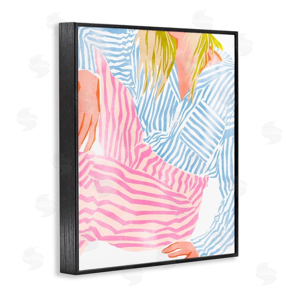 Ziwei Li Female in Pastel Stripes Black Framed Giclee Print Wall Art