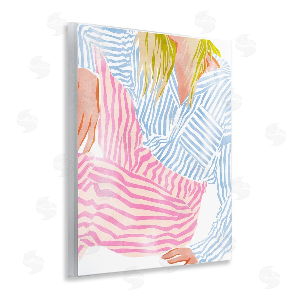 Ziwei Li Female in Pastel Stripes Wooden Wall Plaque Art Print