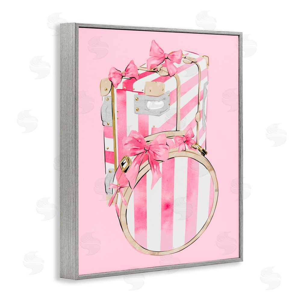 Ziwei Li Pastel Stripe Luggage Gray Framed Giclee Print Wall Art