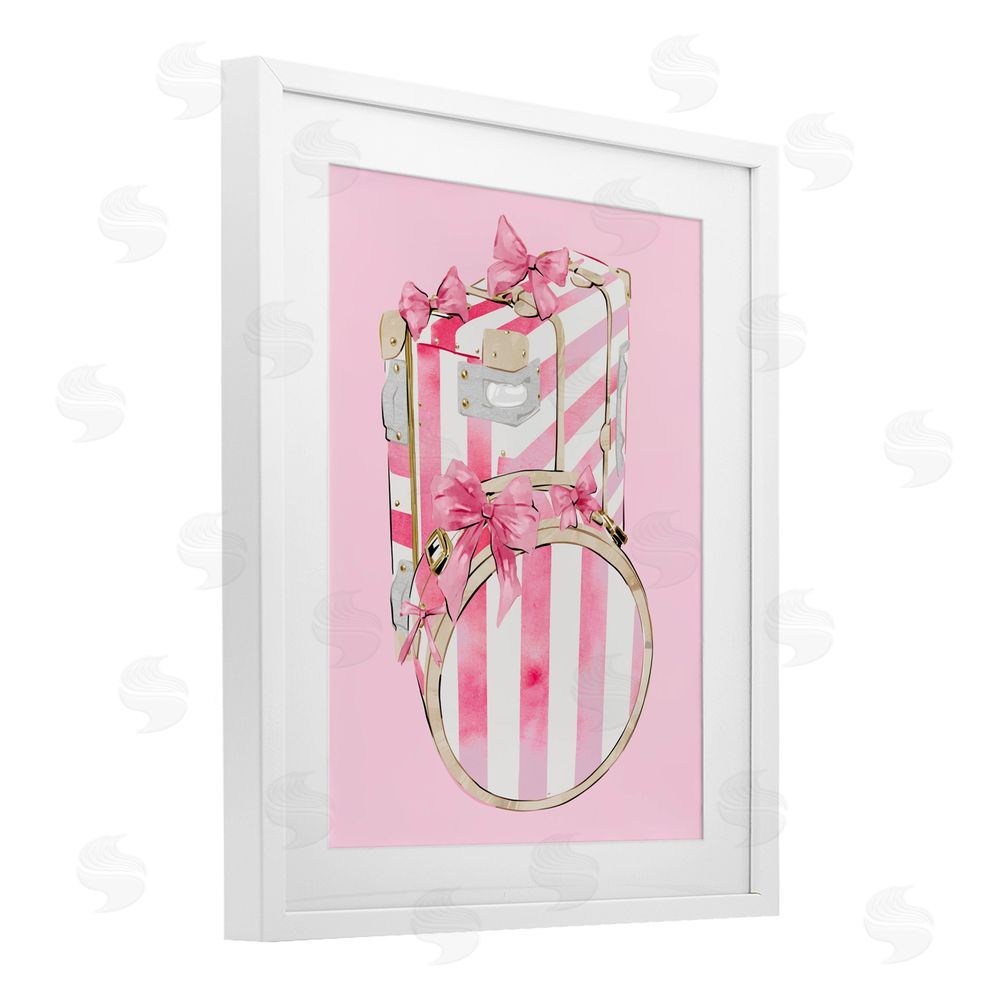 Ziwei Li Pastel Stripe Luggage White Framed Print Under Glass Wall Art
