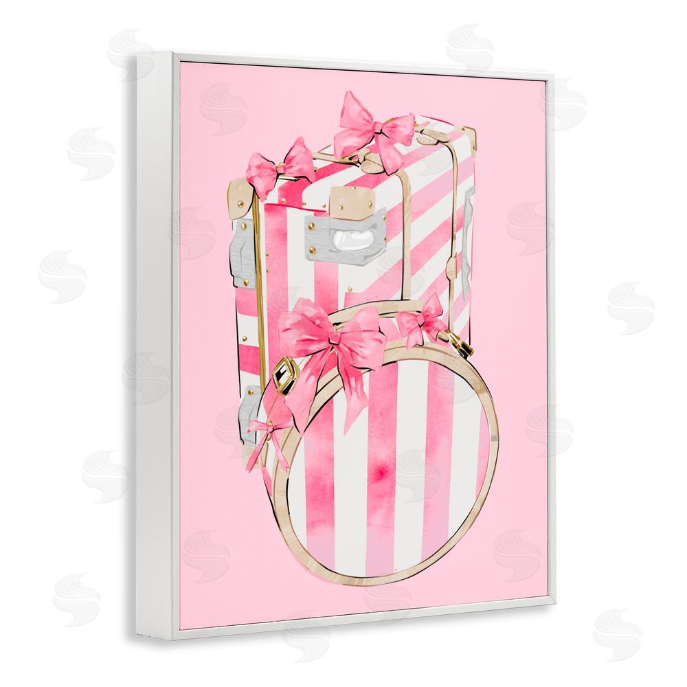 Ziwei Li Pastel Stripe Luggage White Framed Giclee Print Wall Art