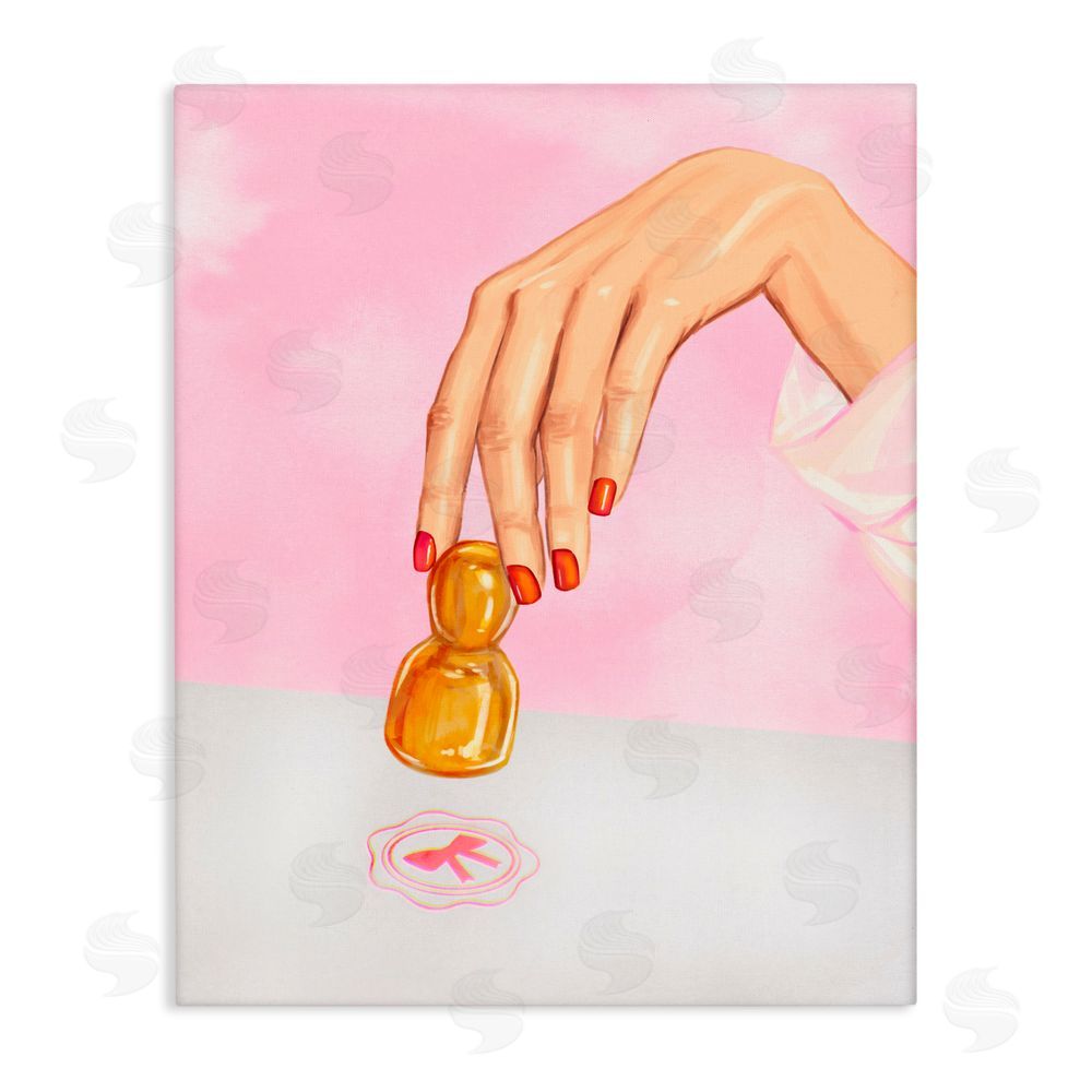 Ziwei Li Pink Bow Fashion Stamper Stretched Canvas Wall Art Print