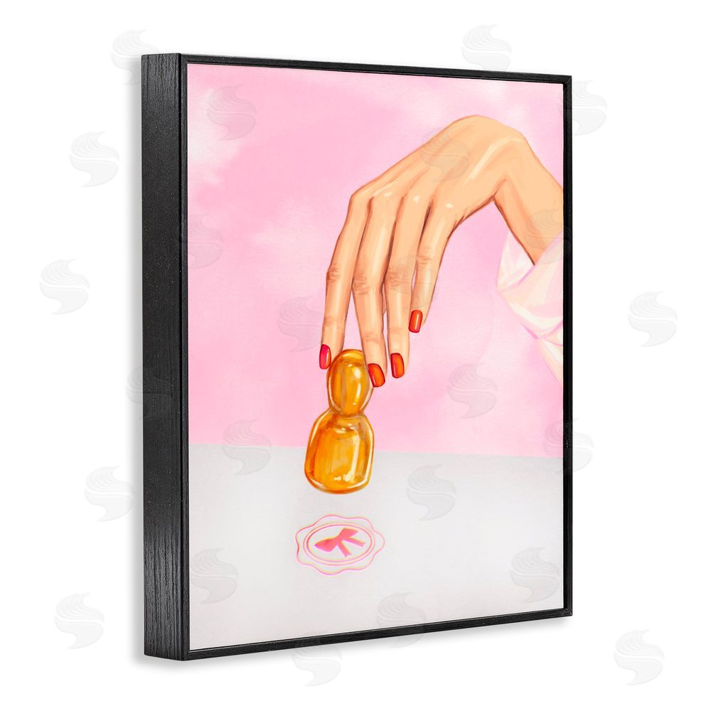 Ziwei Li Pink Bow Fashion Stamper Black Framed Giclee Print Wall Art