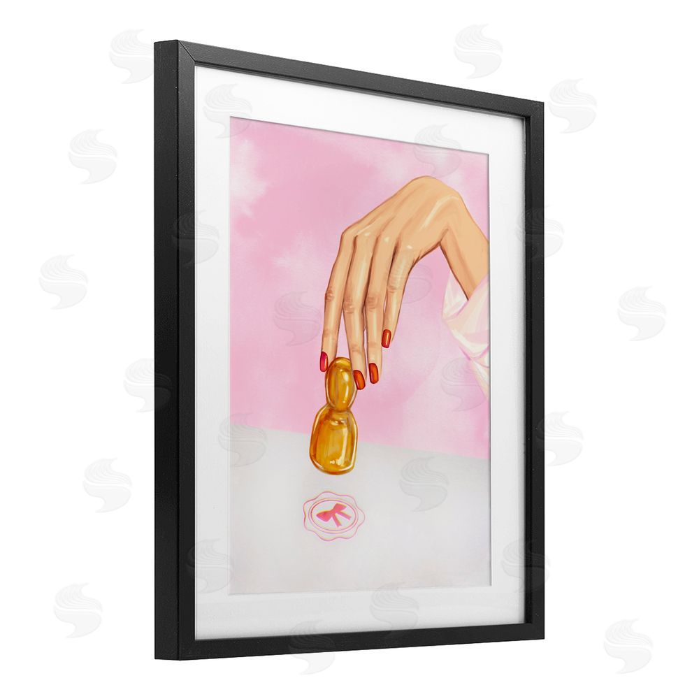 Ziwei Li Pink Bow Fashion Stamper Black Framed Print Under Glass Wall Art