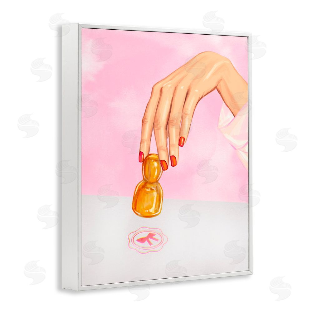 Ziwei Li Pink Bow Fashion Stamper White Framed Giclee Print Wall Art