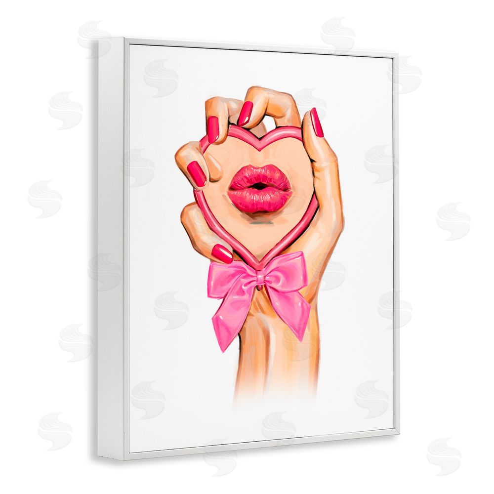Ziwei Li Pink Lips in Mirror White Framed Giclee Print Wall Art