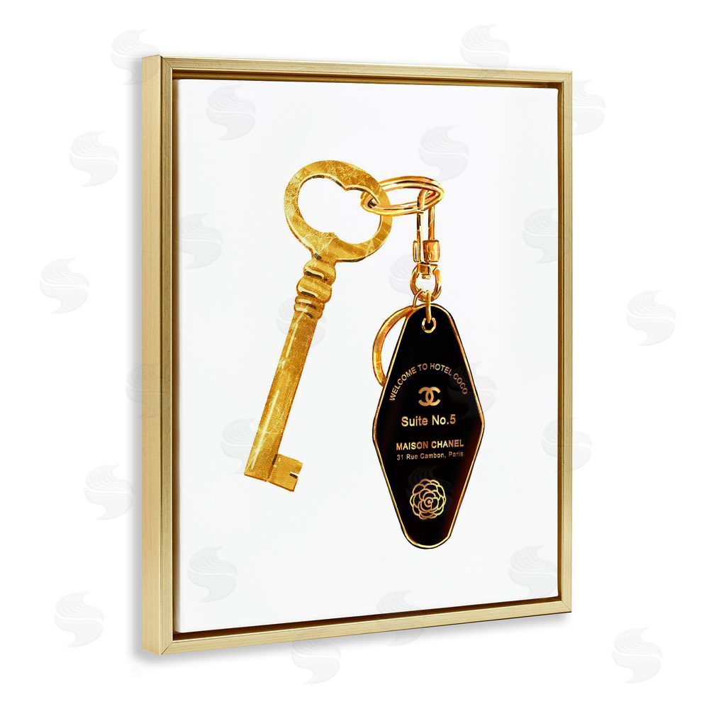 Ziwei Li Luxury Fashion Key Gold Floating Frame Canvas Wall Art Print