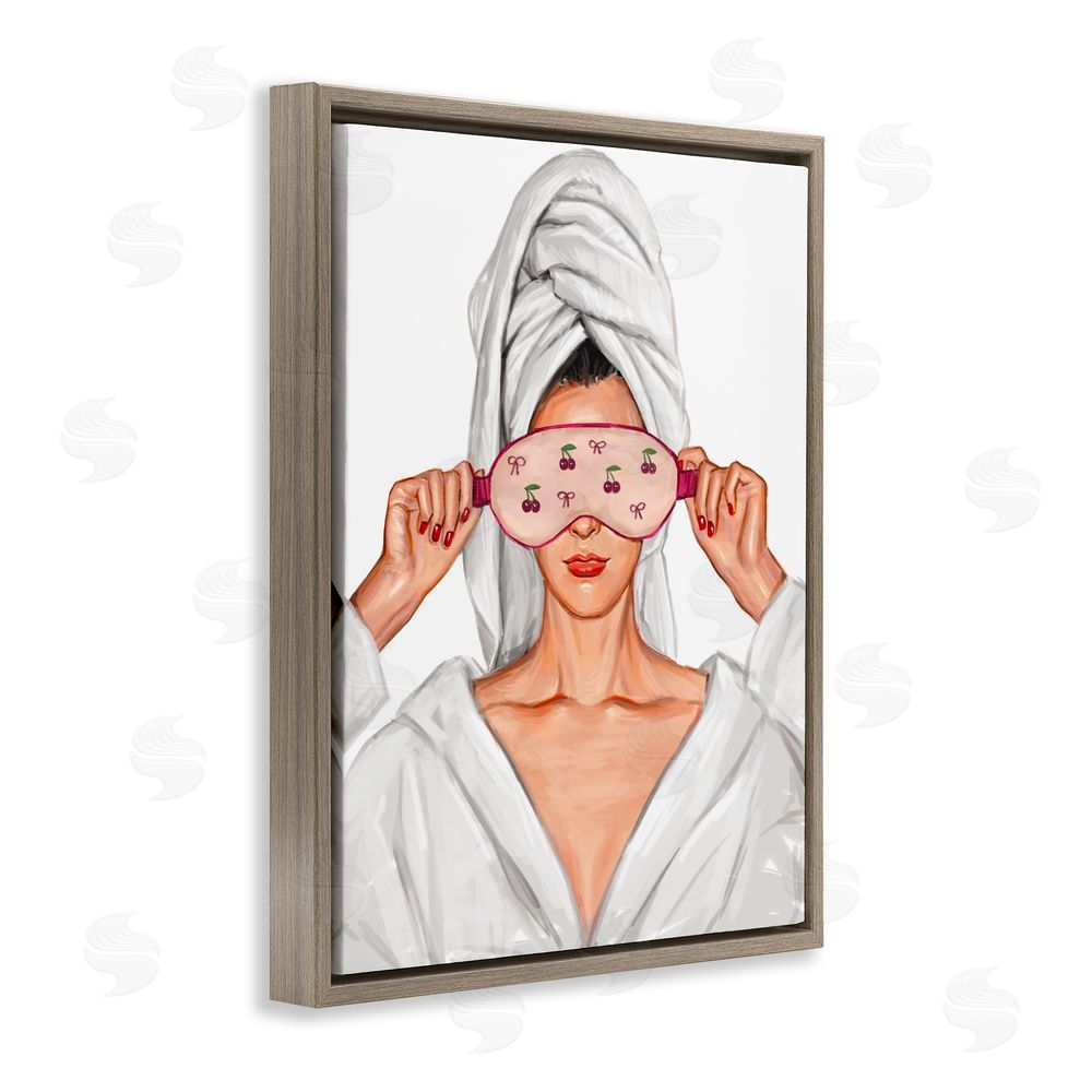 Ziwei Li Cherry Eye Mask Fashionista Brown Floating Frame Canvas Wall Art Print
