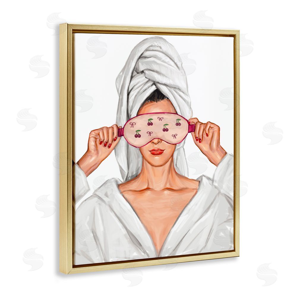 Ziwei Li Cherry Eye Mask Fashionista Gold Floating Frame Canvas Wall Art Print
