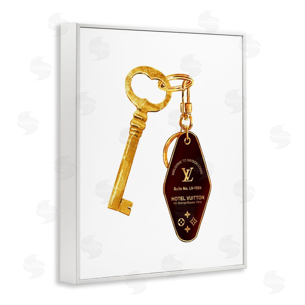 Ziwei Li Glam Gold Key Fashion White Framed Giclee Print Wall Art