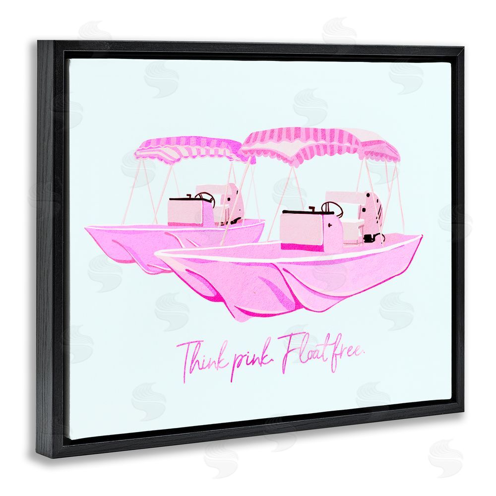 Ziwei Li Think Pink Float Free Boats Black Floating Frame Canvas Wall Art Print
