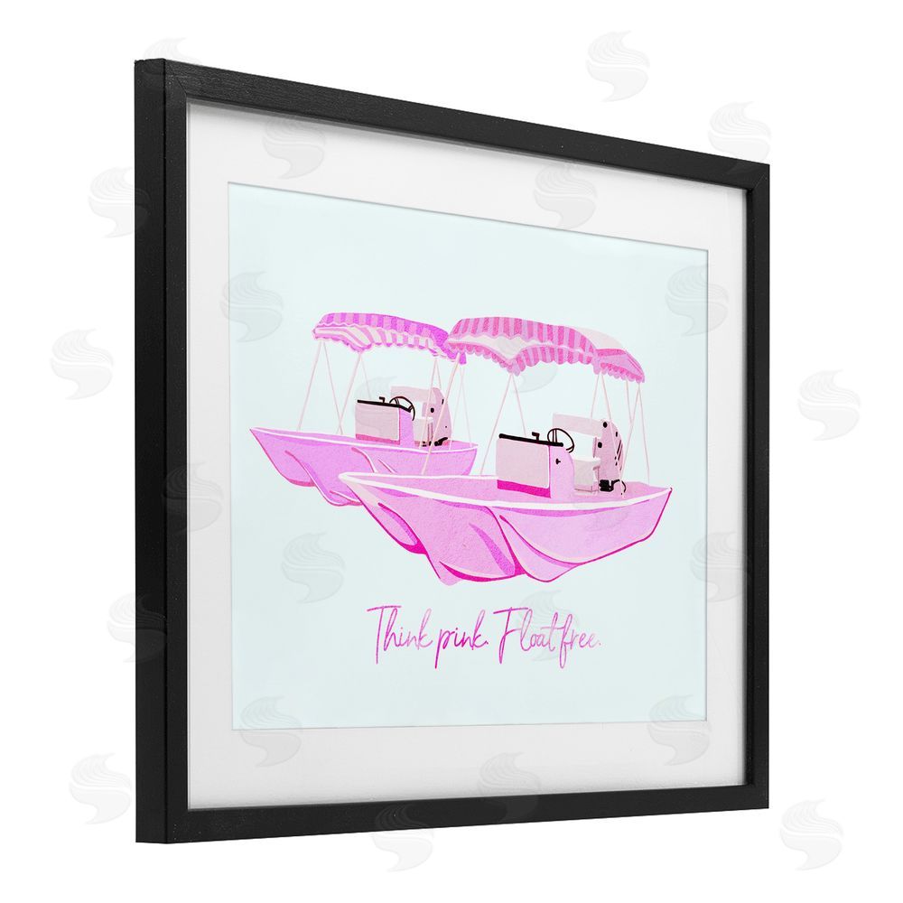 Ziwei Li Think Pink Float Free Boats Black Framed Print Under Glass Wall Art