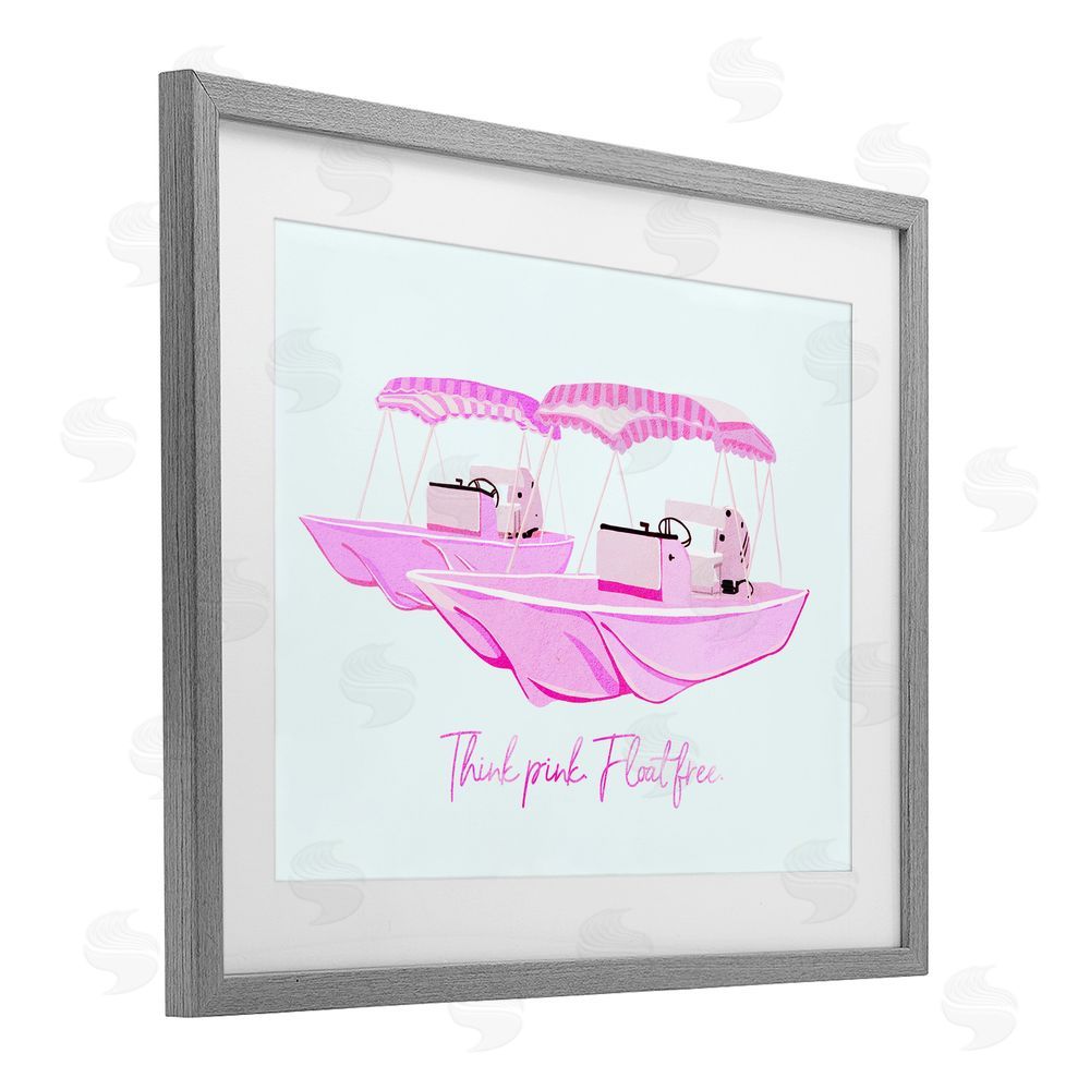 Ziwei Li Think Pink Float Free Boats Gray Framed Print Under Glass Wall Art
