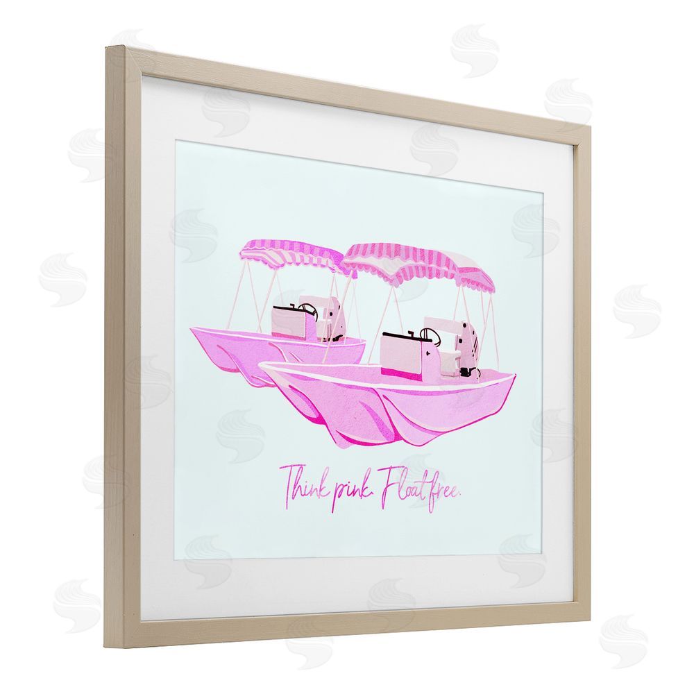 Ziwei Li Think Pink Float Free Boats Brown Framed Print Under Glass Wall Art