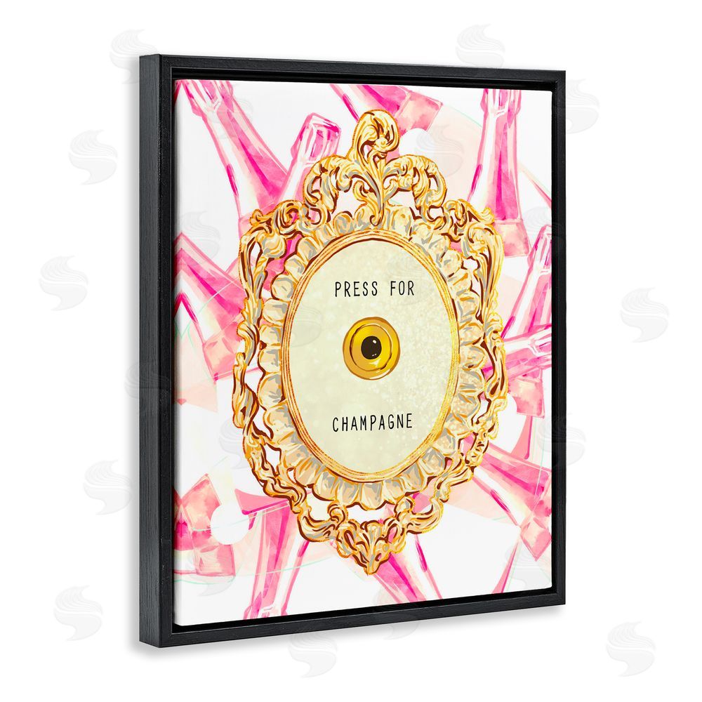 Ziwei Li Champagne Doorbell with Pattern Black Floating Frame Canvas Wall Art Print