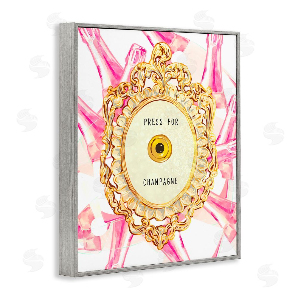 Ziwei Li Champagne Doorbell with Pattern Gray Framed Giclee Print Wall Art
