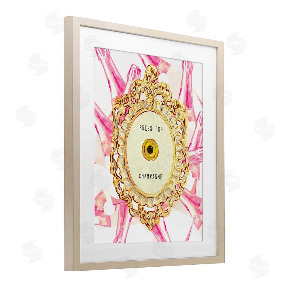 Ziwei Li Champagne Doorbell with Pattern Brown Framed Print Under Glass Wall Art
