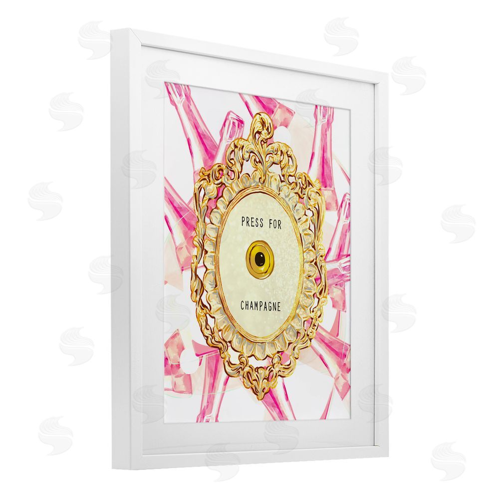 Ziwei Li Champagne Doorbell with Pattern White Framed Print Under Glass Wall Art