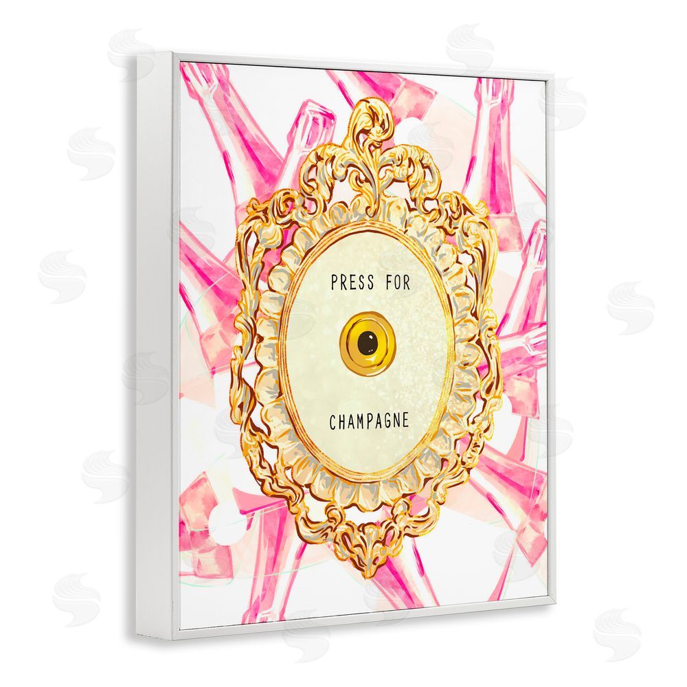 Ziwei Li Champagne Doorbell with Pattern White Framed Giclee Print Wall Art