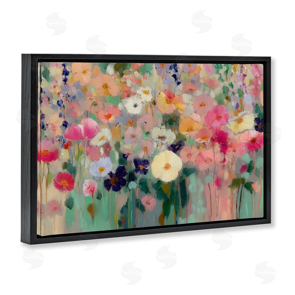 Annabelle Hall Teachers Poppies Modern Drip Black Floating Frame Canvas Wall Art Print