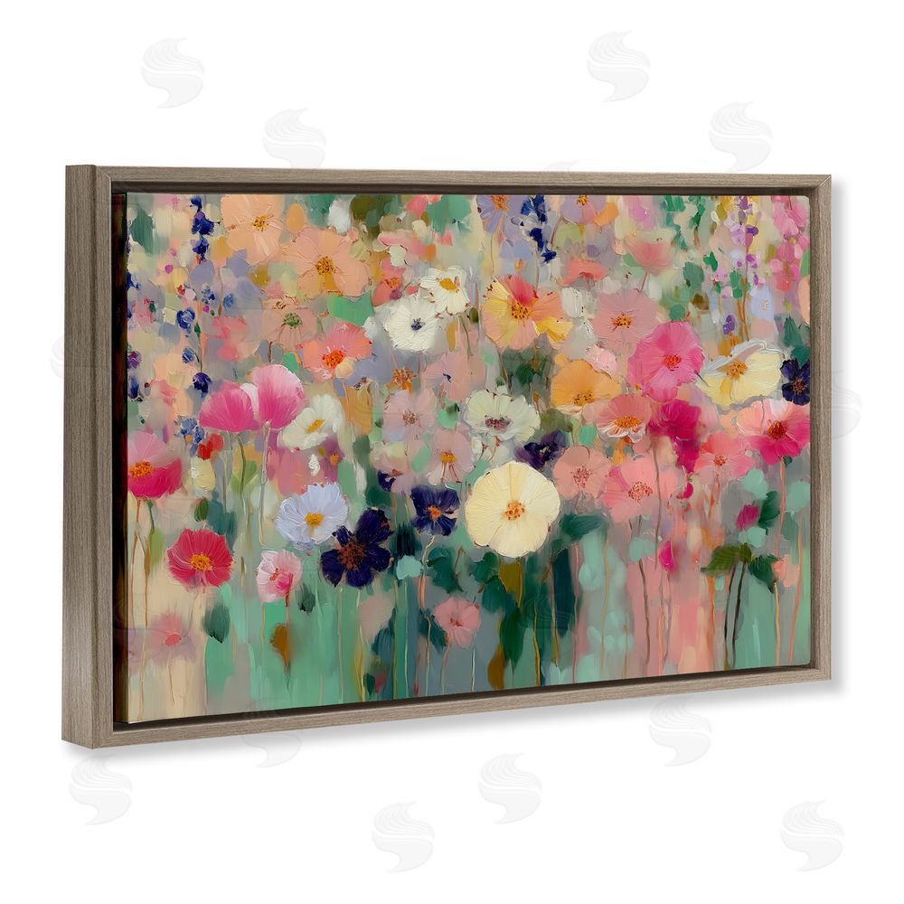 Annabelle Hall Teachers Poppies Modern Drip Brown Floating Frame Canvas Wall Art Print