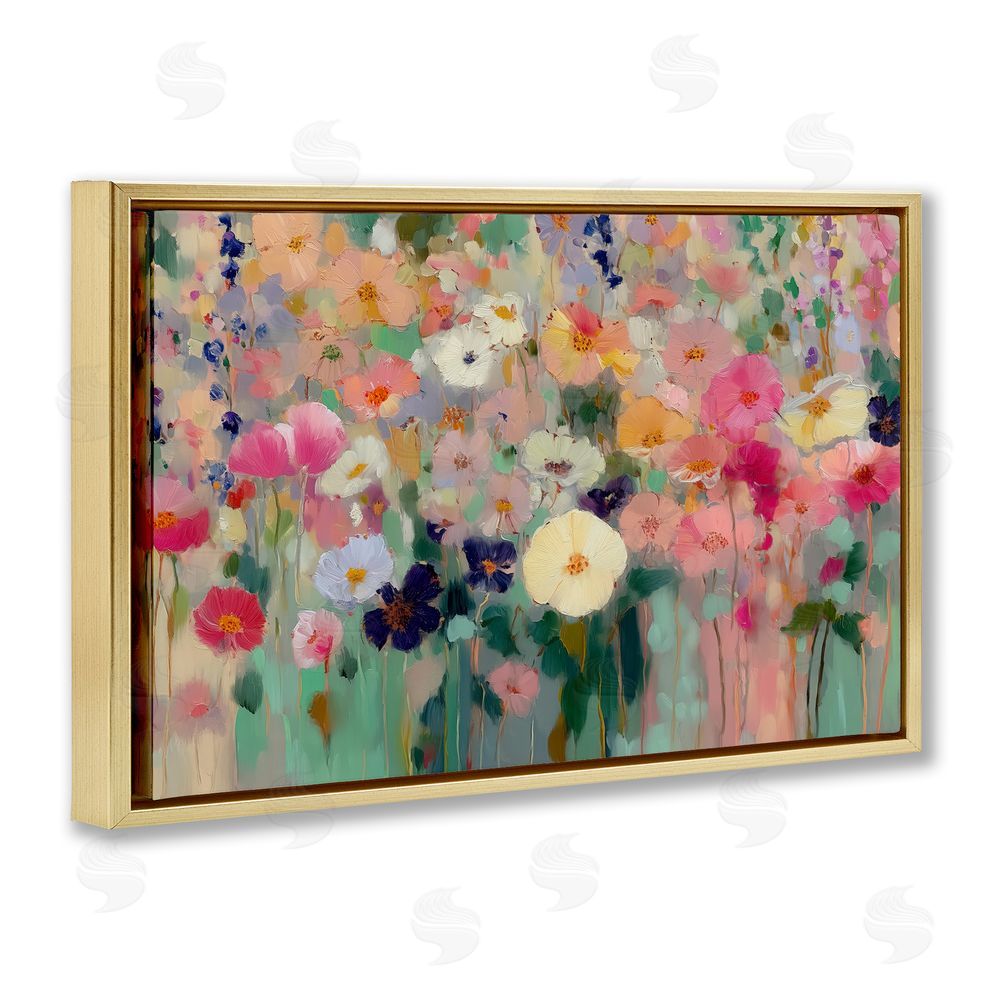 Annabelle Hall Teachers Poppies Modern Drip Gold Floating Frame Canvas Wall Art Print