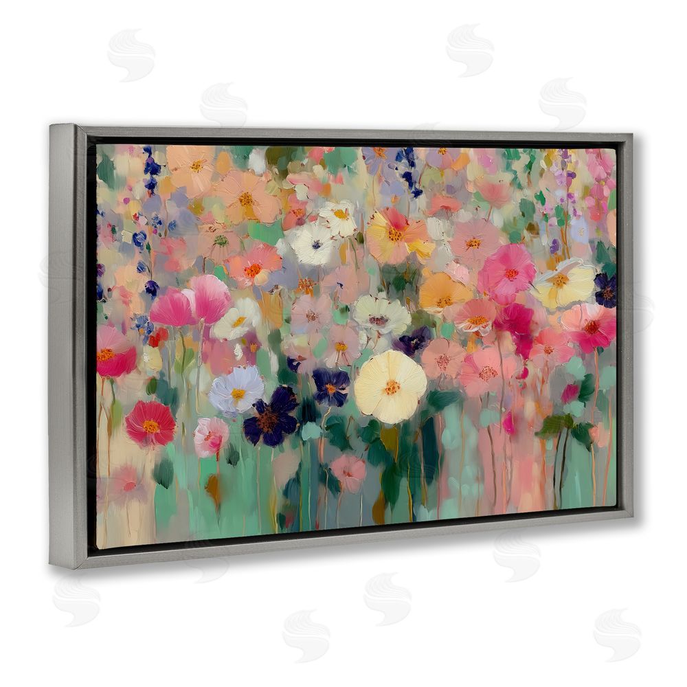 Annabelle Hall Teachers Poppies Modern Drip Gray Floating Frame Canvas Wall Art Print