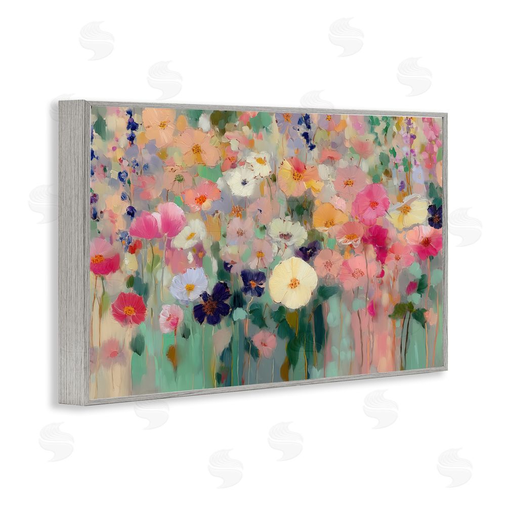 Annabelle Hall Teachers Poppies Modern Drip Gray Framed Giclee Wall Art Print