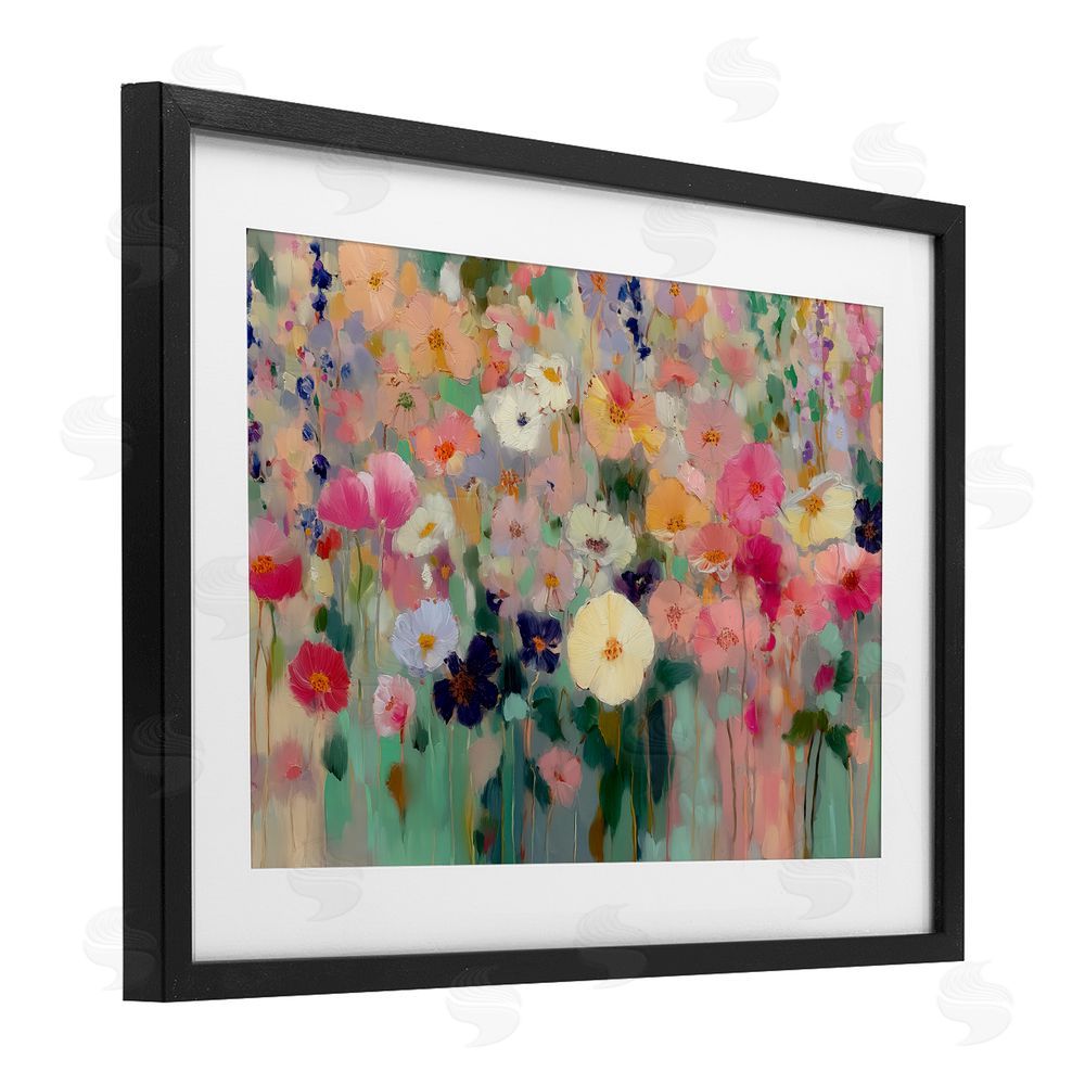 Annabelle Hall Teachers Poppies Modern Drip Black Framed Print Under Glass with White Mat Wall Art