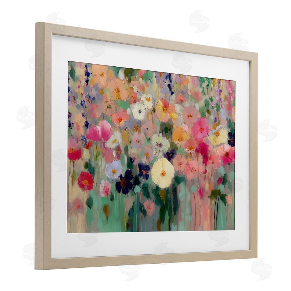 Annabelle Hall Teachers Poppies Modern Drip Birch Framed Print Under Glass with White Mat Wall Art