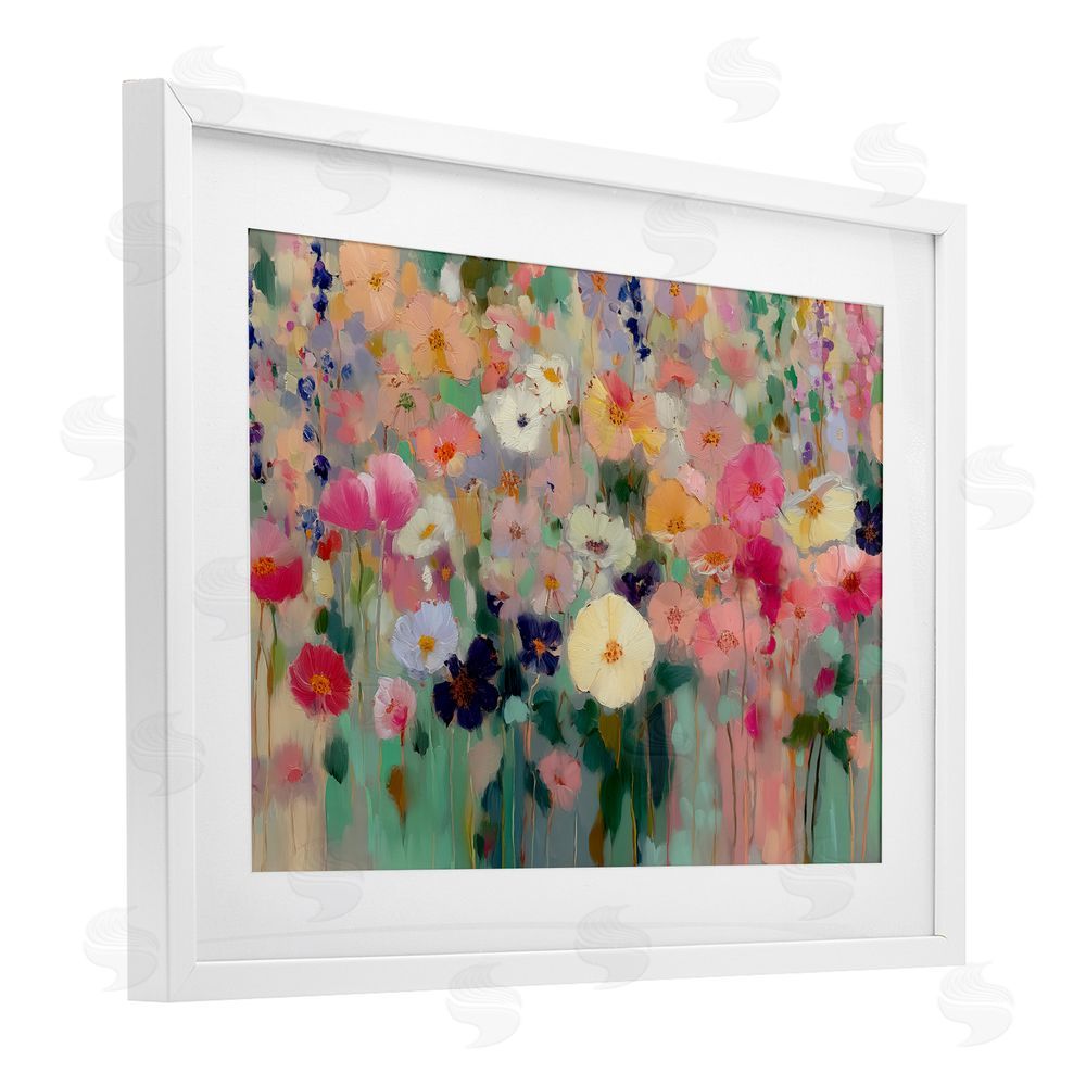 Annabelle Hall Teachers Poppies Modern Drip White Framed Print Under Glass with Mat Wall Art