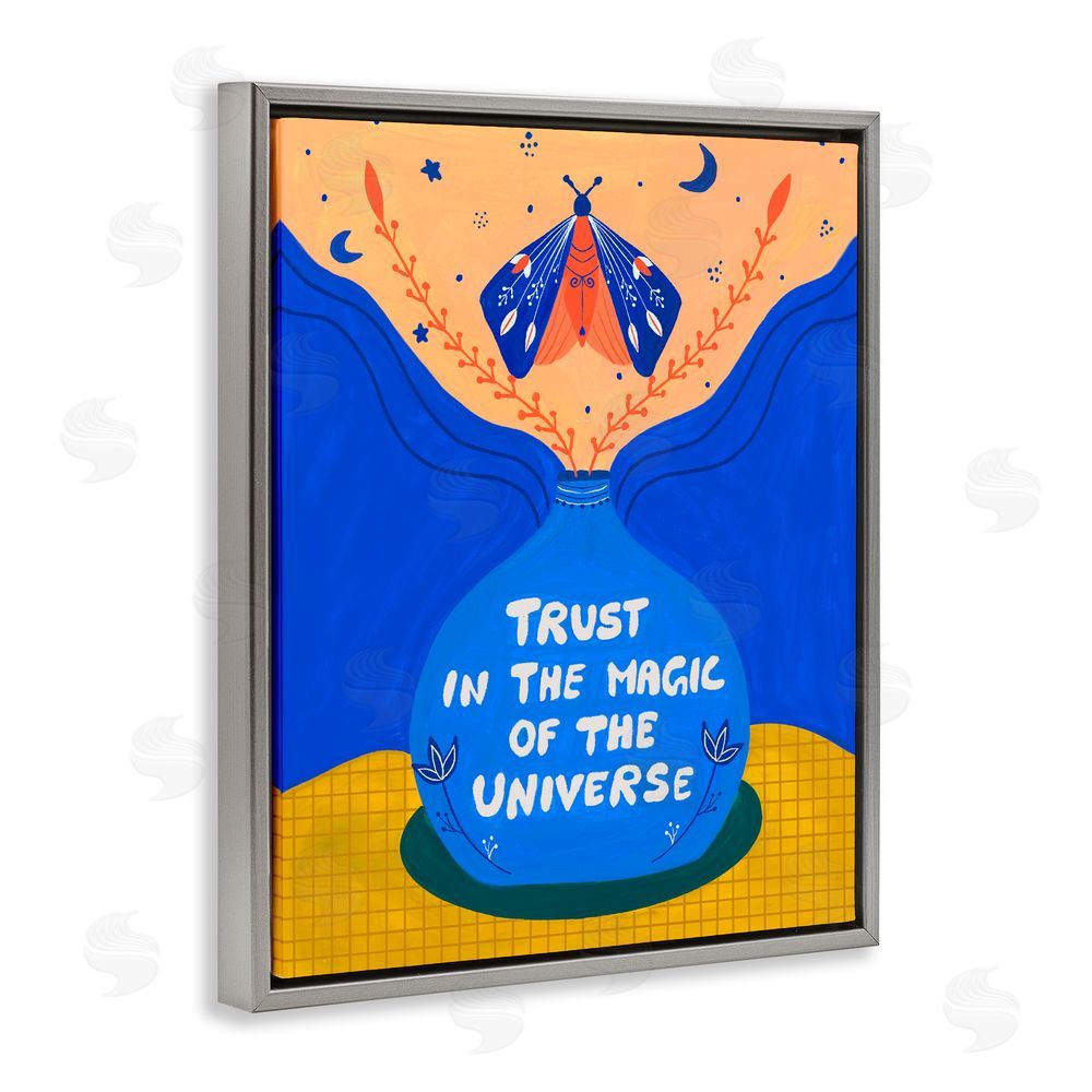 Nabeela Rumi Trust In Magic Of Universe Gray Floating Frame Canvas Wall Art Print