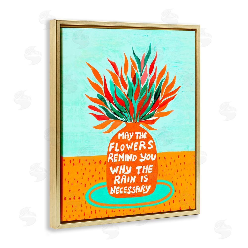 Nabeela Rumi Flowers Remind Rain Is Necessary Gold Floating Frame Canvas Wall Art Print