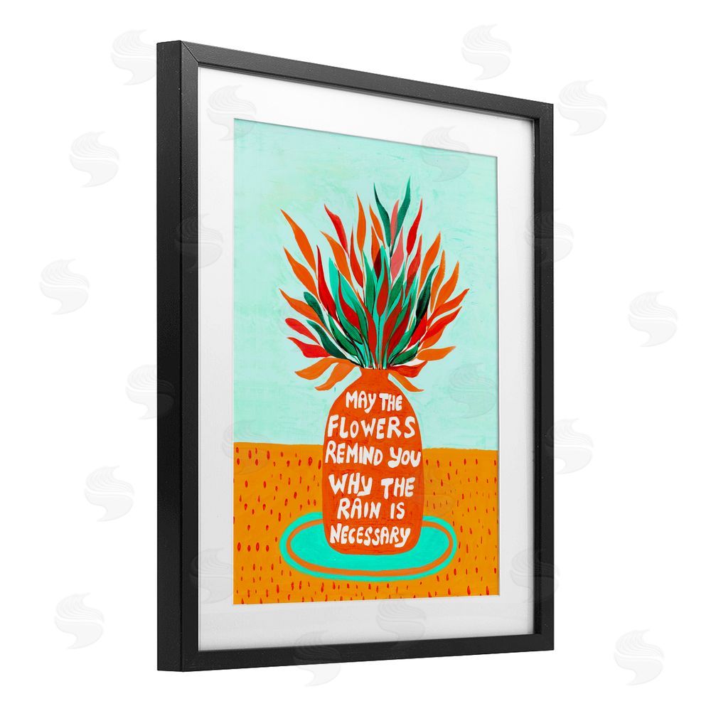 Nabeela Rumi Flowers Remind Rain Is Necessary Black Framed Print Under Glass Wall Art