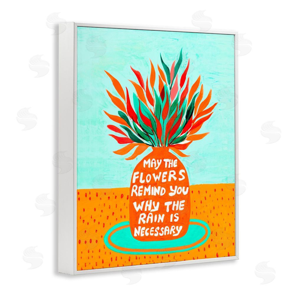 Nabeela Rumi Flowers Remind Rain Is Necessary White Framed Giclee Print Wall Art