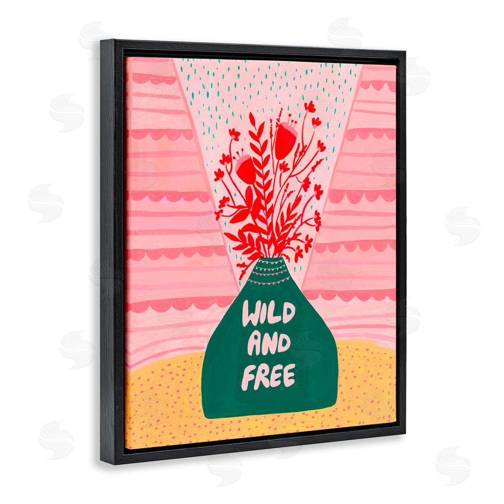 Nabeela Rumi Midcentury Wild And Free Black Floating Frame Canvas Wall Art Print