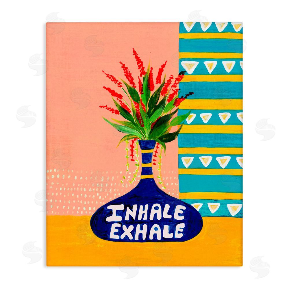 Nabeela Rumi Inhale Exhale Flower Vase Stretched Canvas Wall Art Print
