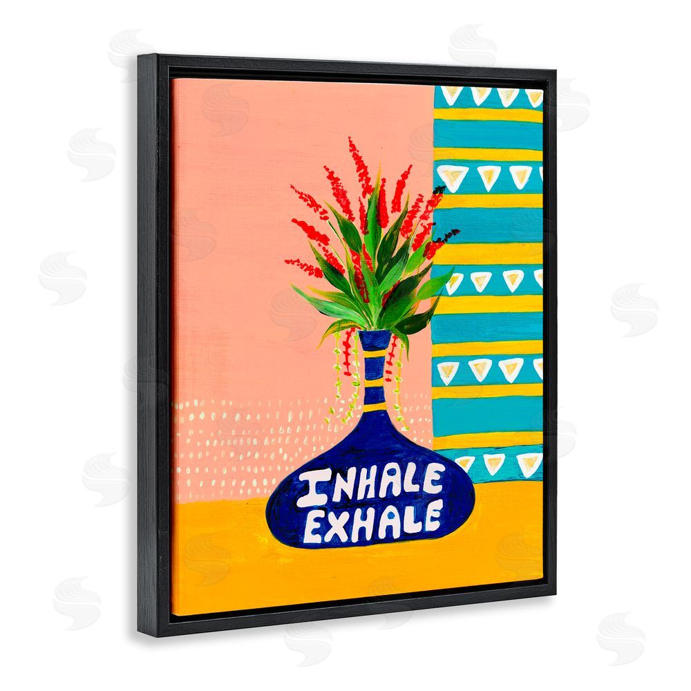 Nabeela Rumi Inhale Exhale Flower Vase Black Floating Frame Canvas Wall Art Print