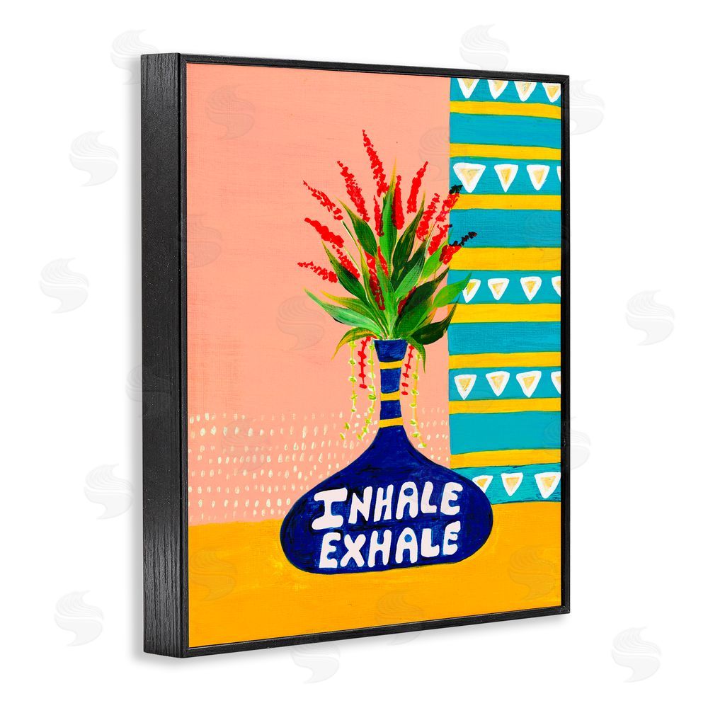 Nabeela Rumi Inhale Exhale Flower Vase Black Framed Giclee Print Wall Art