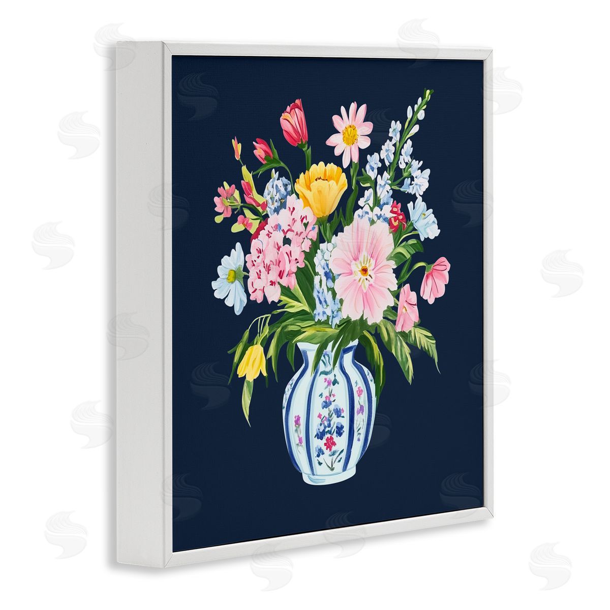 Yen Spring Elegance Chinoiserie Vase White Framed Giclee Print Wall Art
