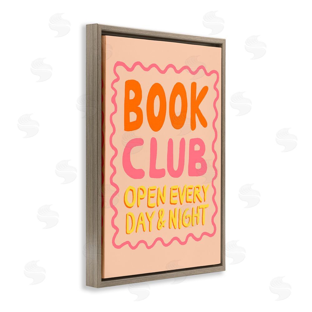 Florentina Dolci Book Club Day & Night Brown Floating Frame Canvas Wall Art Print