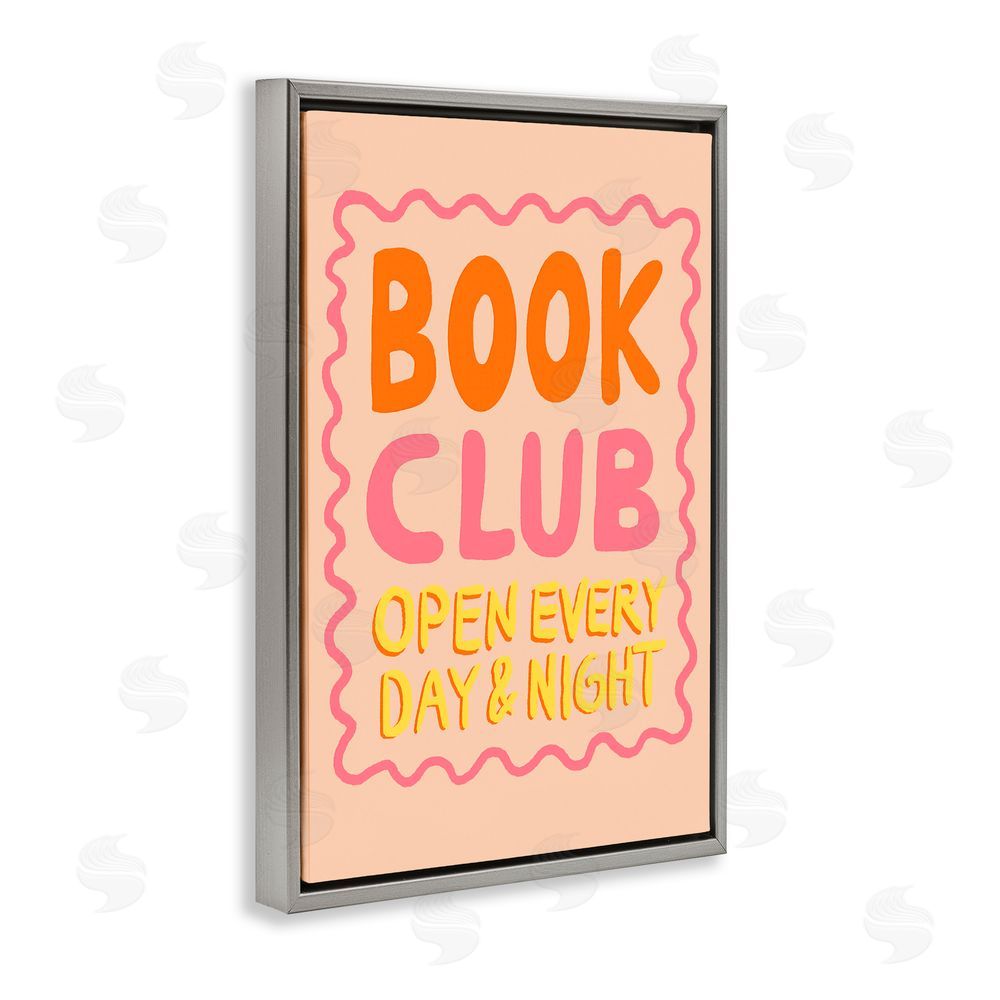 Florentina Dolci Book Club Day & Night Gray Floating Frame Canvas Wall Art Print