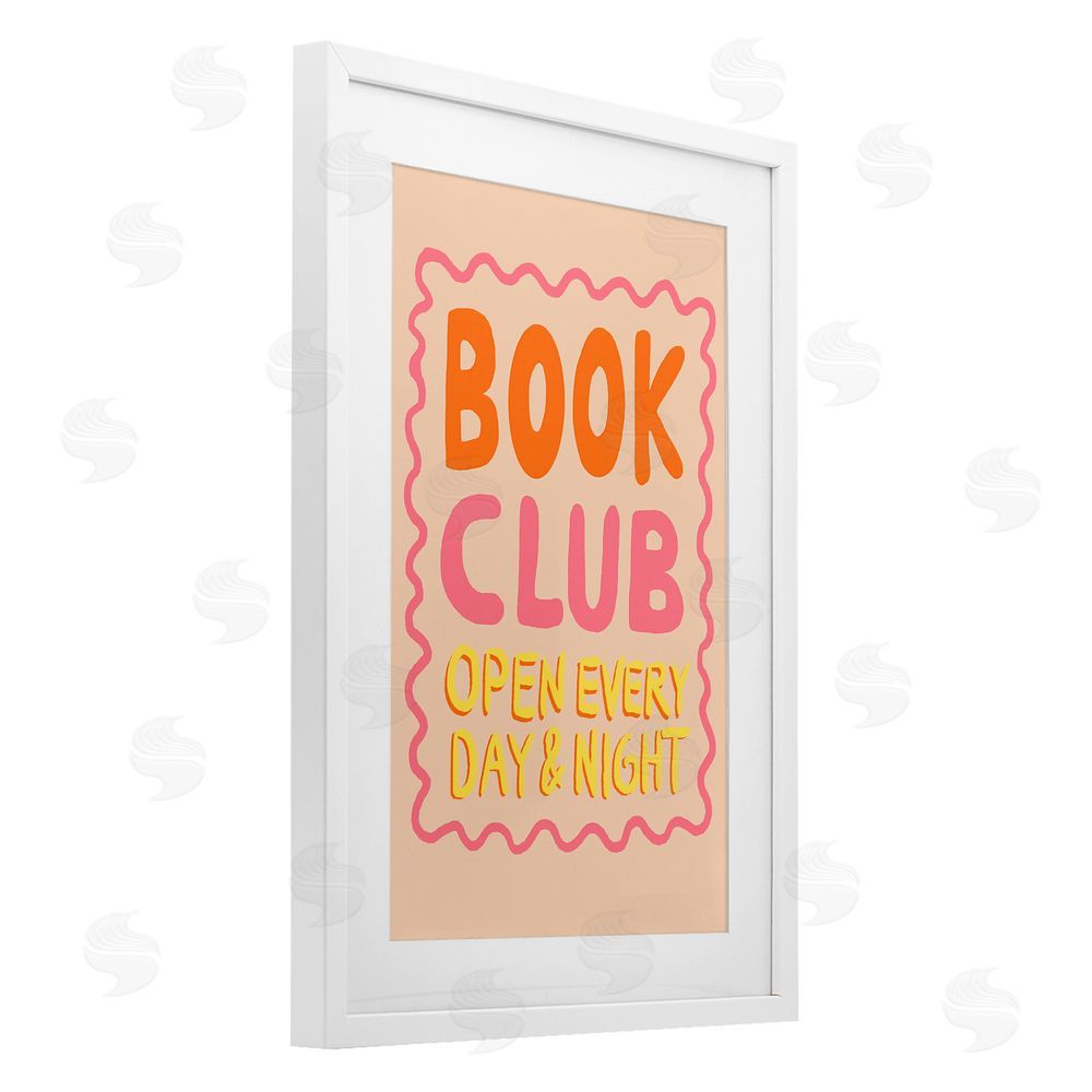 Florentina Dolci Book Club Day & Night White Framed Print Under Glass Wall Art