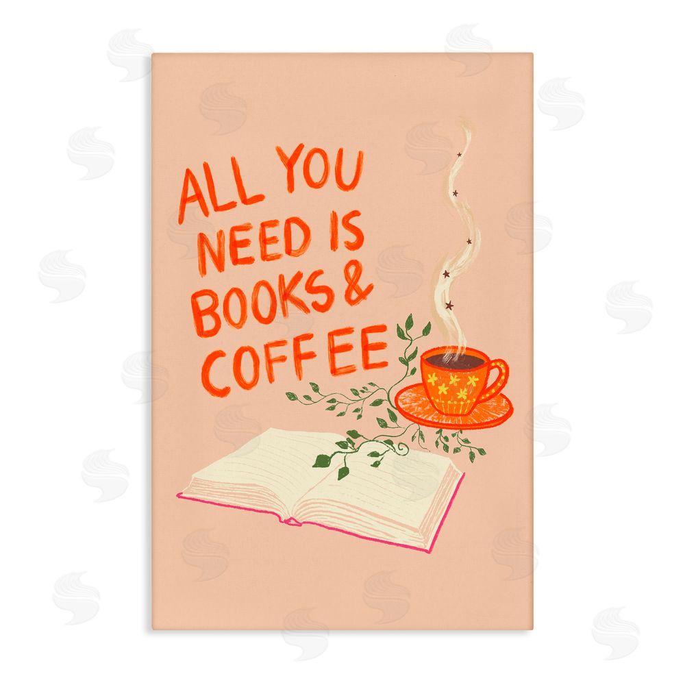 Florentina Dolci Need Books & Coffee Stretched Canvas Wall Art Print