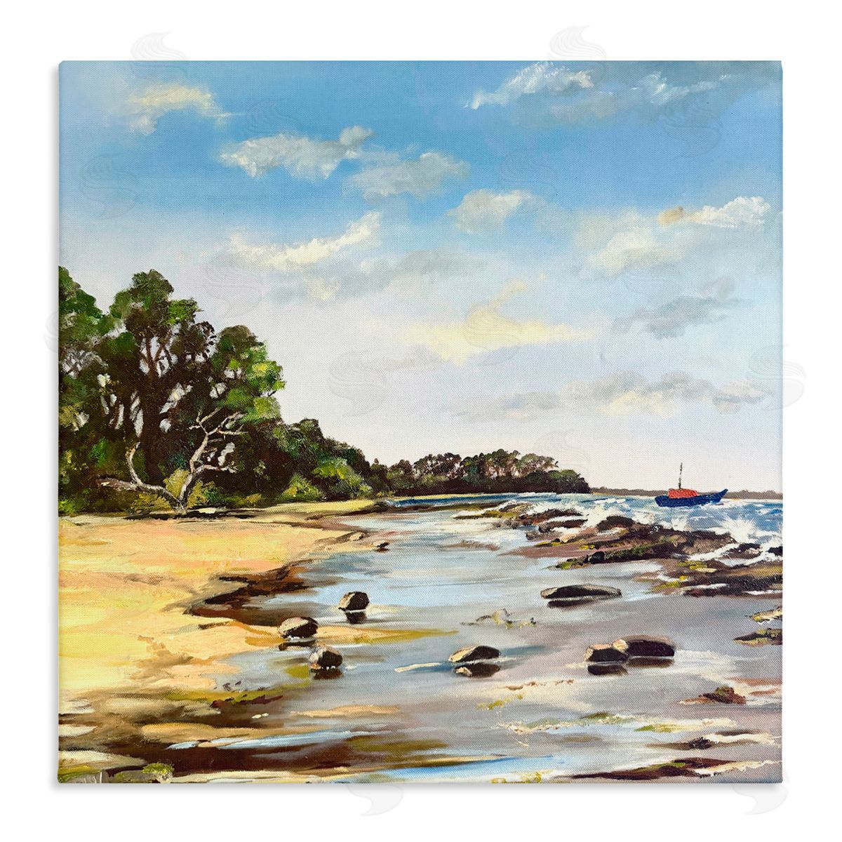 Patricia Reynolds Low Tide Seascape Stretched Canvas Wall Art Print