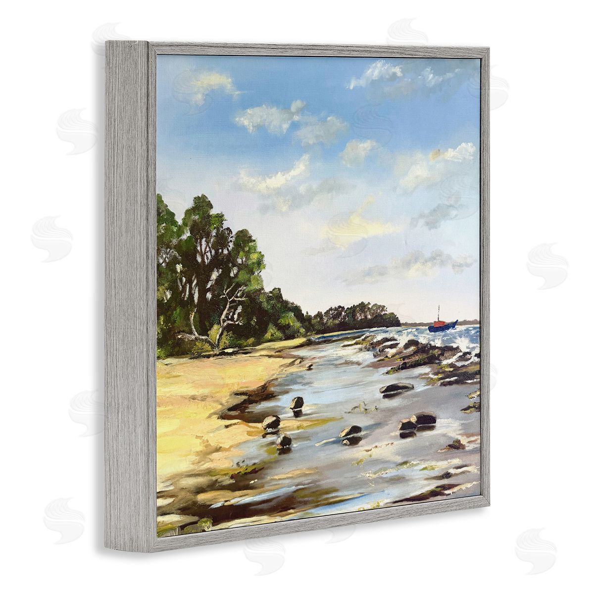 Patricia Reynolds Low Tide Seascape Gray Framed Giclee Print Wall Art