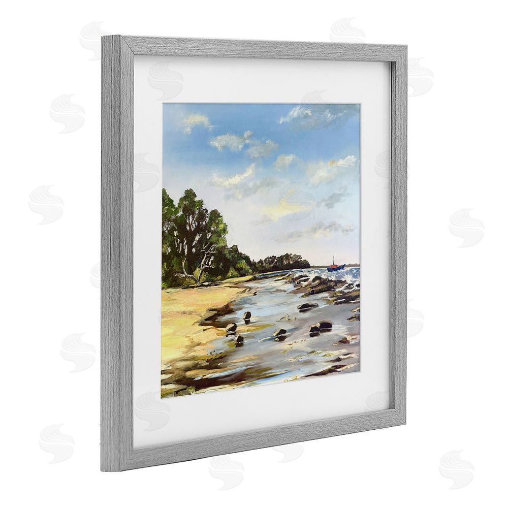 Patricia Reynolds Low Tide Seascape Gray Framed Print Under Glass Wall Art