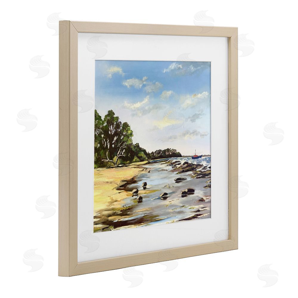 Patricia Reynolds Low Tide Seascape Brown Framed Print Under Glass Wall Art