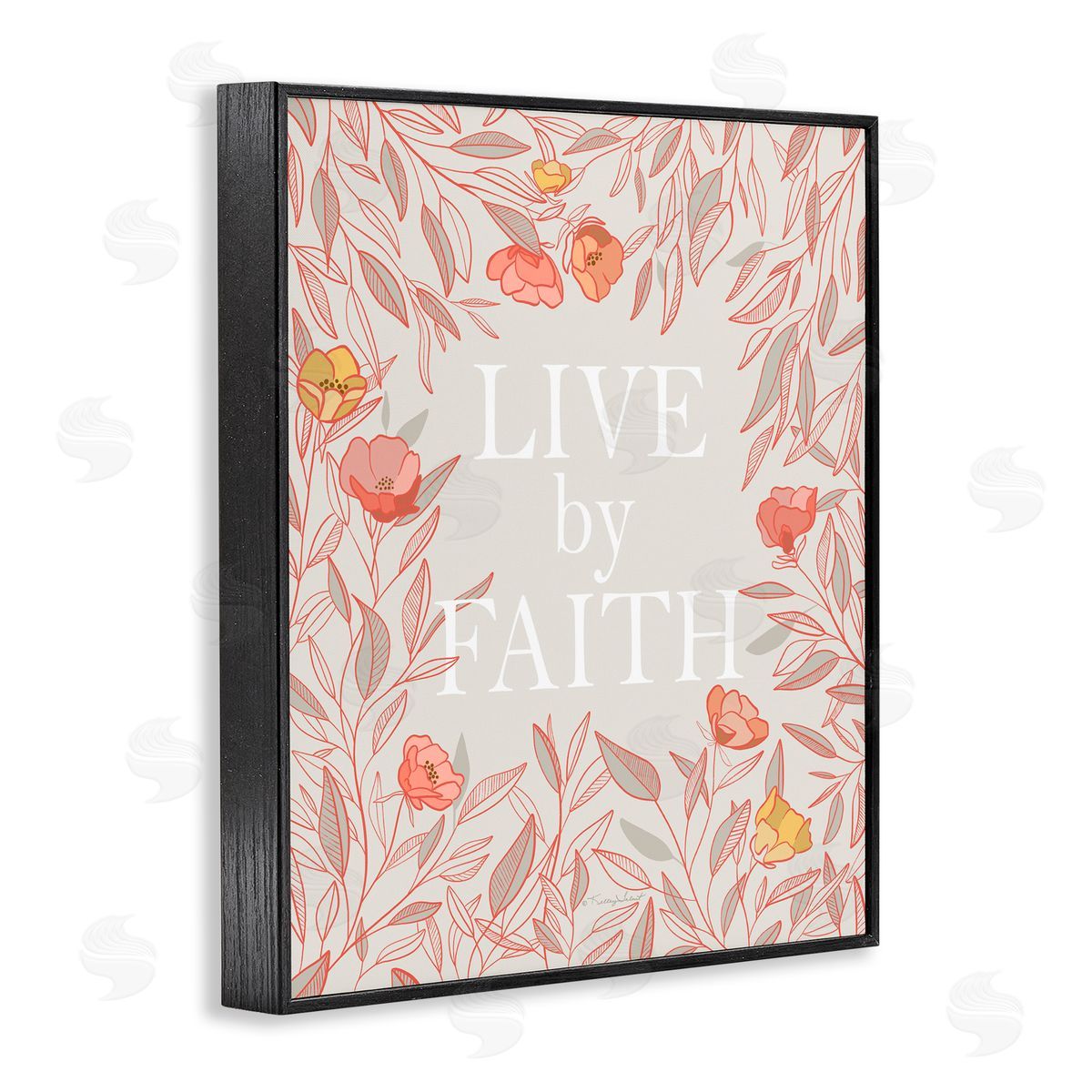 Kelley Talent Live By Faith Rosy Florals Black Framed Giclee Print Wall Art