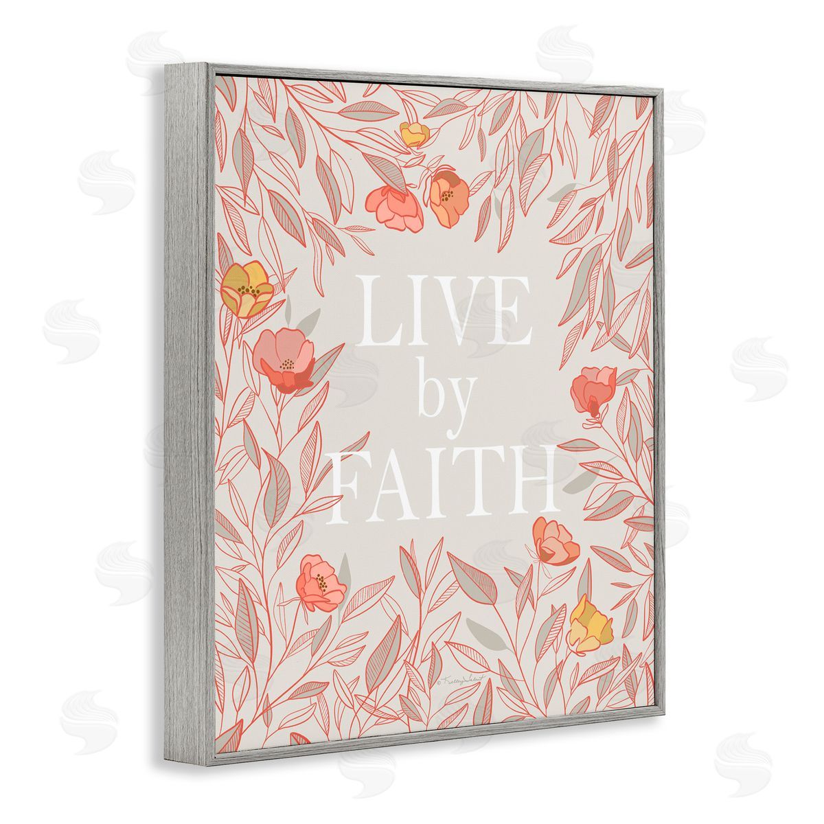 Kelley Talent Live By Faith Rosy Florals Gray Framed Giclee Print Wall Art